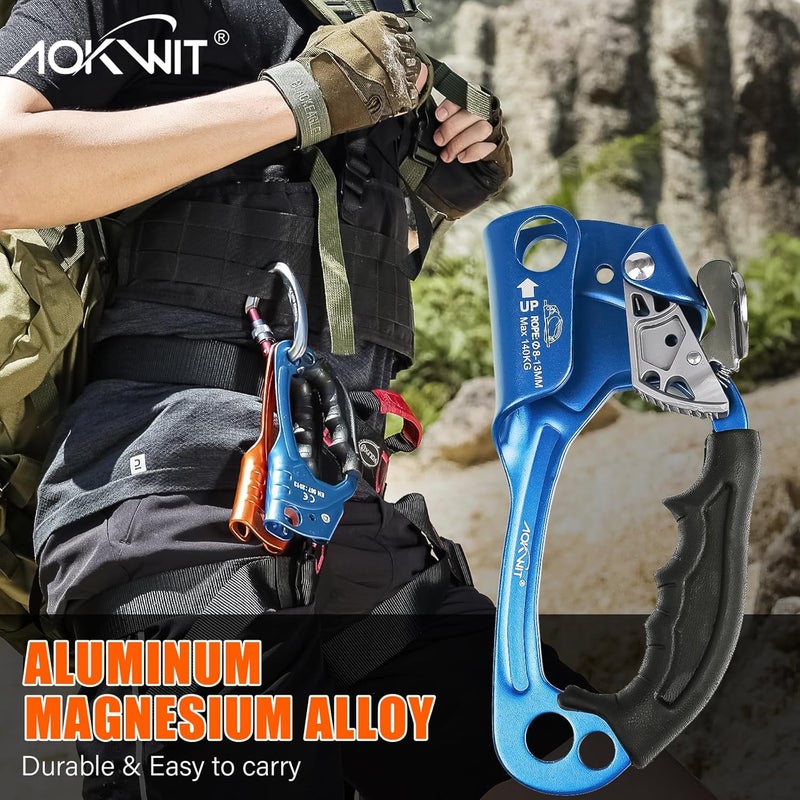 AOKWIT UIAA & CE Certified Rope Ascender Aluminum Alloy Rock Climbing Gear Strong Rigging Rappelling Equipment for Rock Tree Climbing Arborist Rescue Mountaineering Caving - Image 2